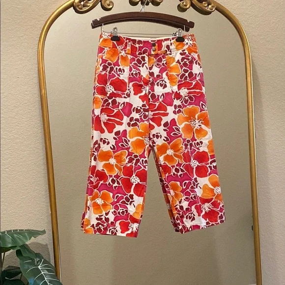 New York & Conpany Vibrant Floral Cropped Pants Size 12 - Picture 2 of 6